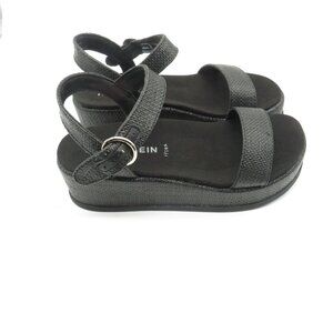 Anne Klein Akvada Black Platform Sandals Buckle Strap Women's Shoes 5.5M NEW